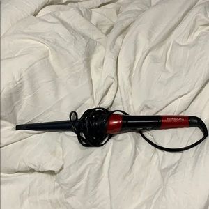 Red and black curling iron